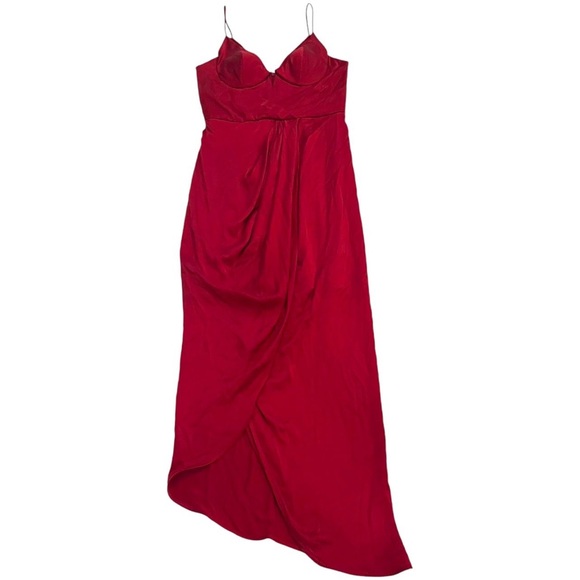 Zimmerman Sueded Silk Plunge Short Draped Dress In Red Size 2 (8US) - Picture 2 of 9